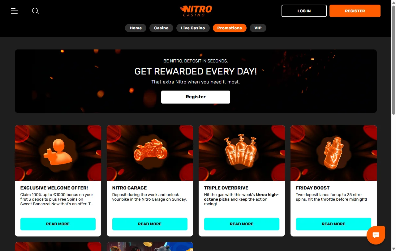 Promoções e bônus disponíveis no Nitro Casino Brasil