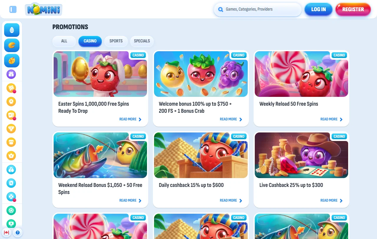 Slots e jogos variados disponíveis no Nomini Casino Brasil incluindo live
