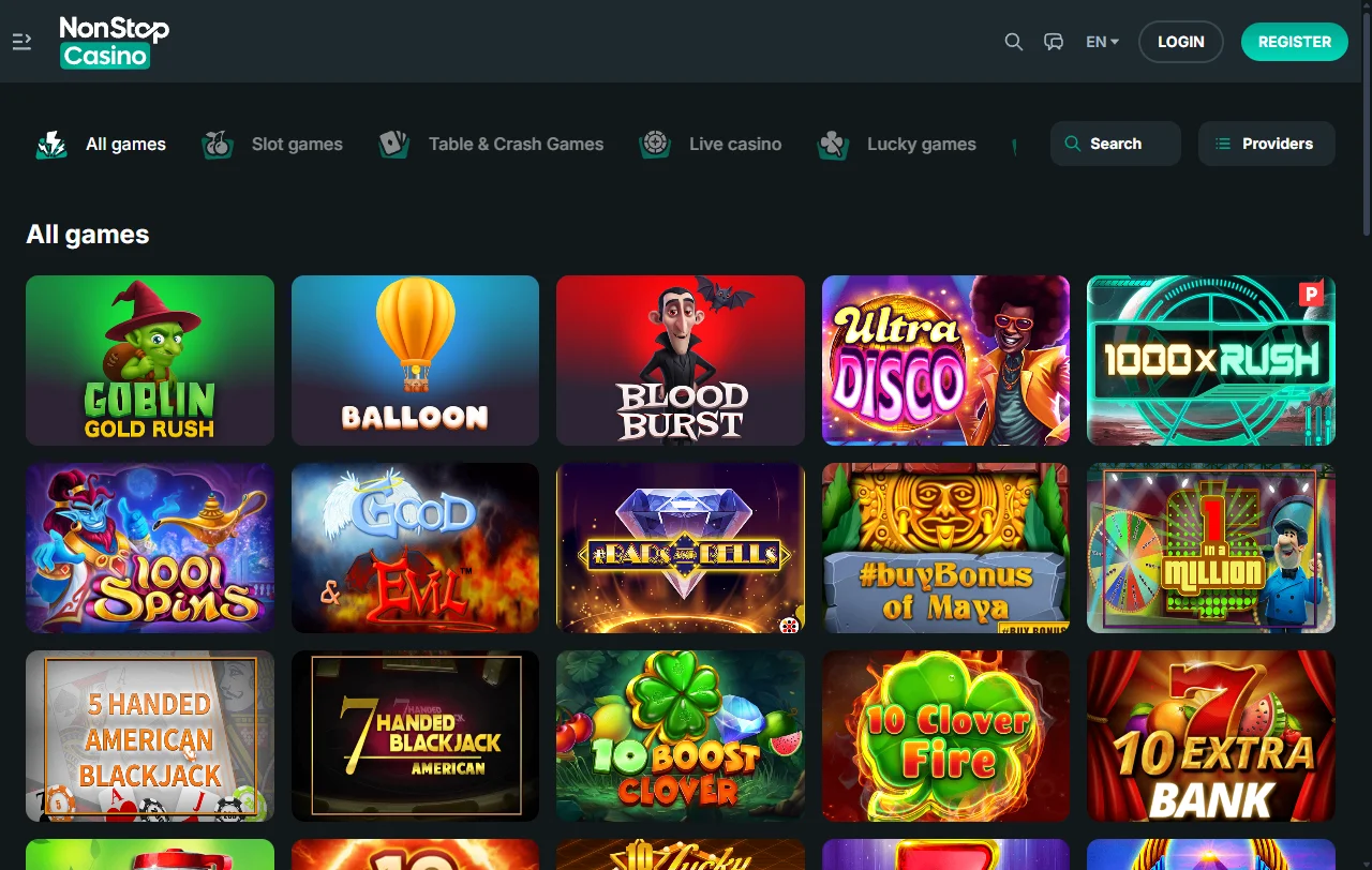 Slots e jogos variados disponíveis no NonStop Casino Brasil