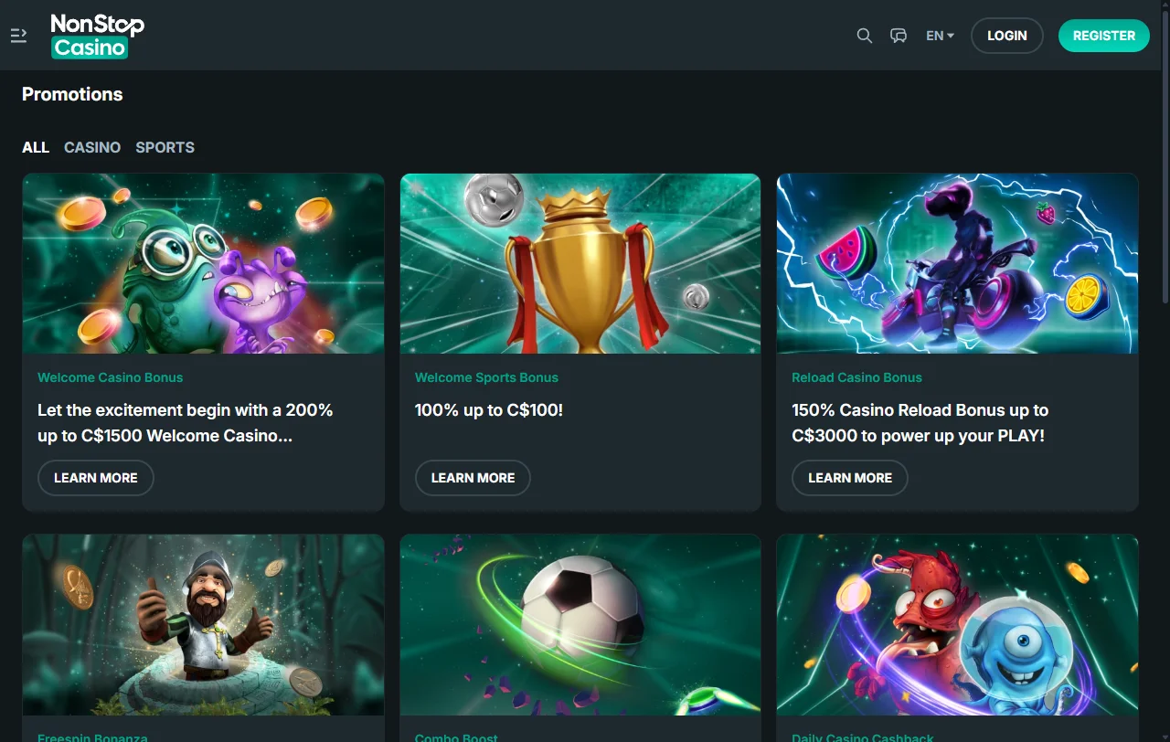Promoções e bônus de boas-vindas do NonStop Casino Brasil