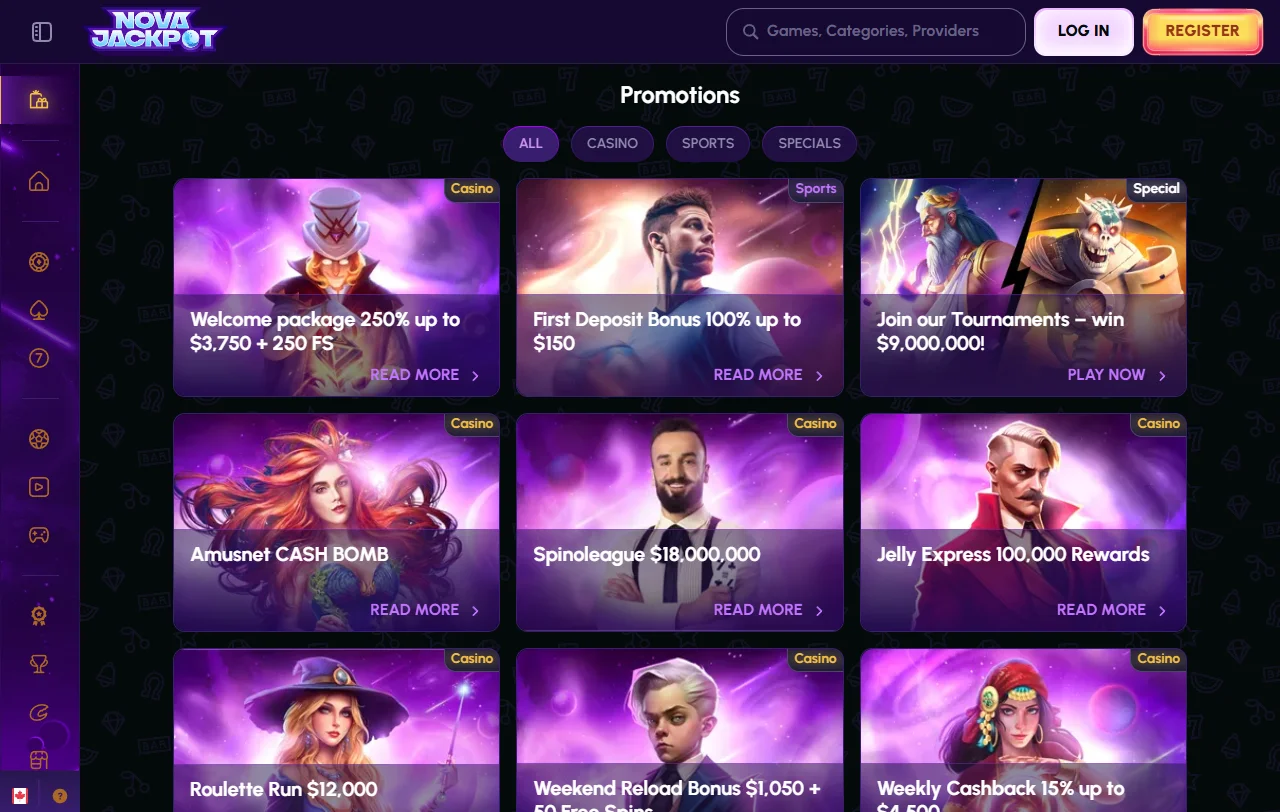 Catálogo de 3.500+ jogos e provedores premium do Novajackpot Casino Brasil