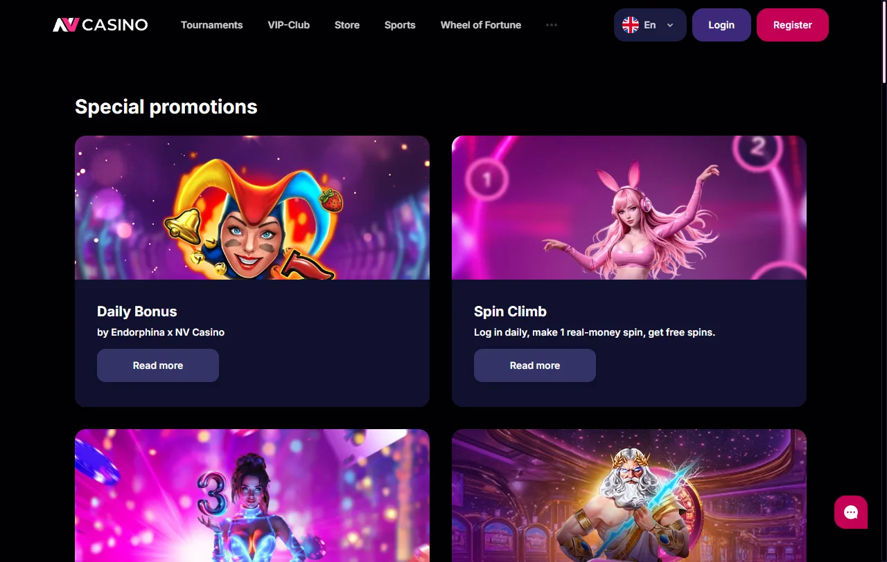 Bônus de boas-vindas e promoções no NV Casino Brasil