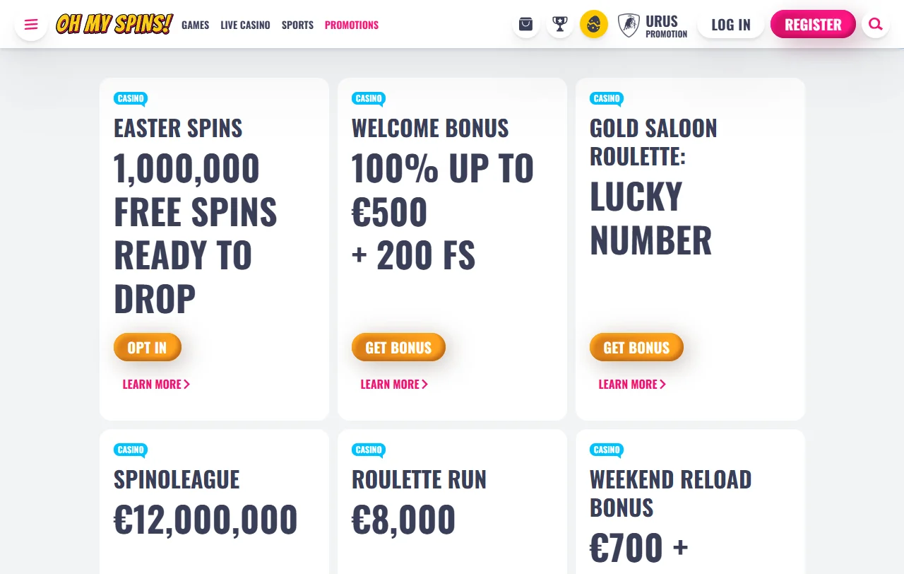 Bônus de boas-vindas e promoções disponíveis no Oh My Spins Casino Brasil