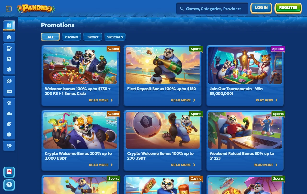 Catálogo de slots e jogos ao vivo em Pandido Casino Brasil com provedoras como Pragmatic Play e Evolution Gaming