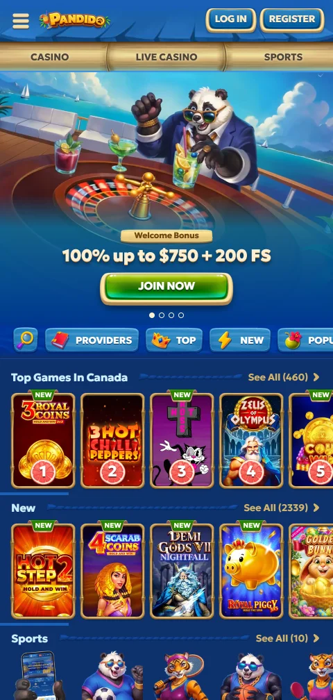 Acesso mobile otimizado a Pandido Casino Brasil via navegador com funcionalidade completa em iOS e Android