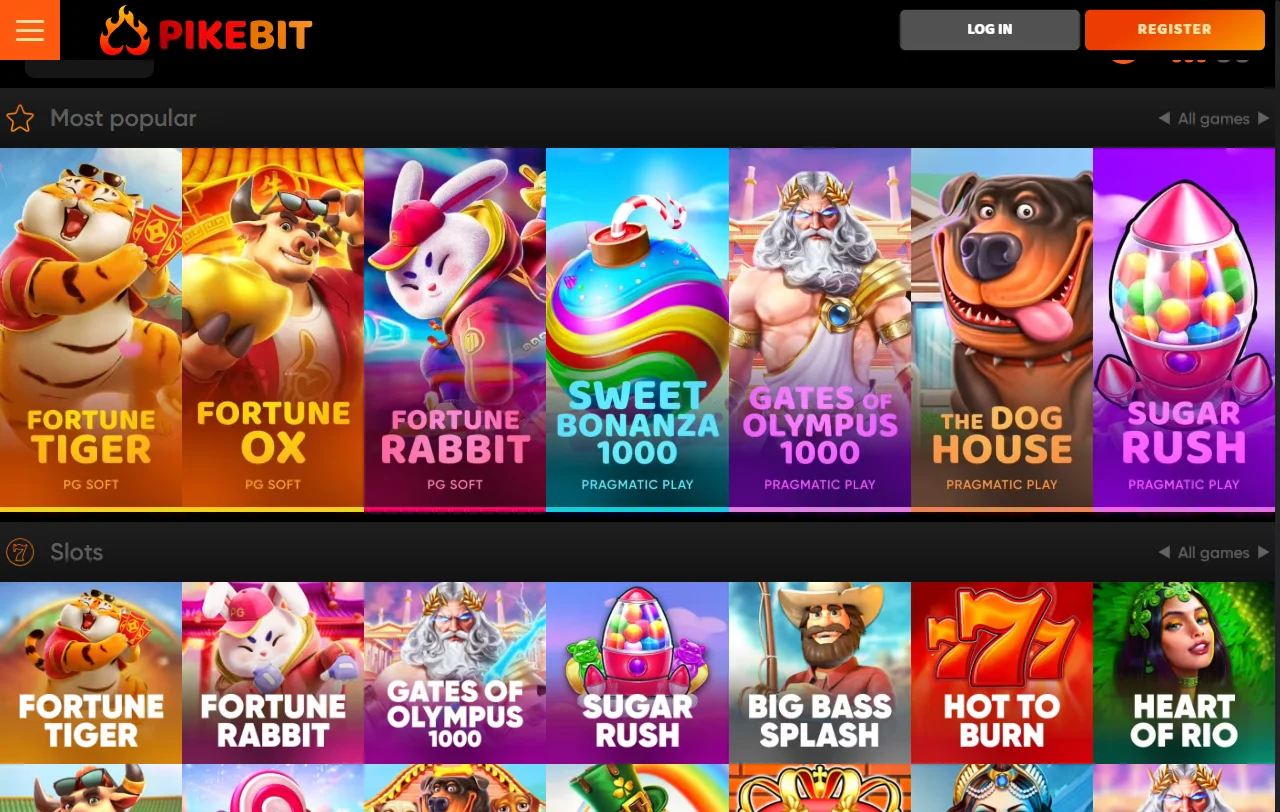 Seleção jogos e provedores Pikebit Casino Brasil slots live