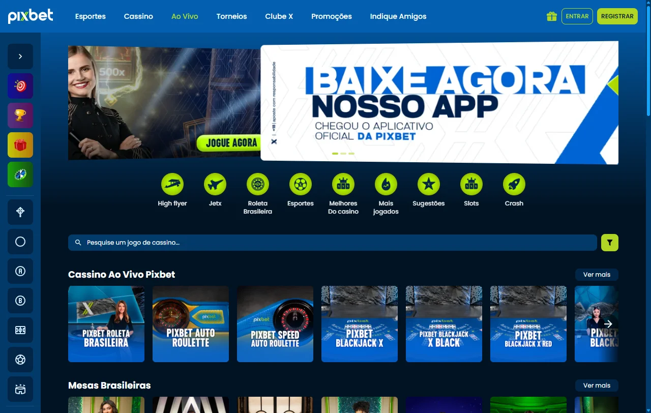 Seleção jogos slots e crash na PixBet Casino Brasil