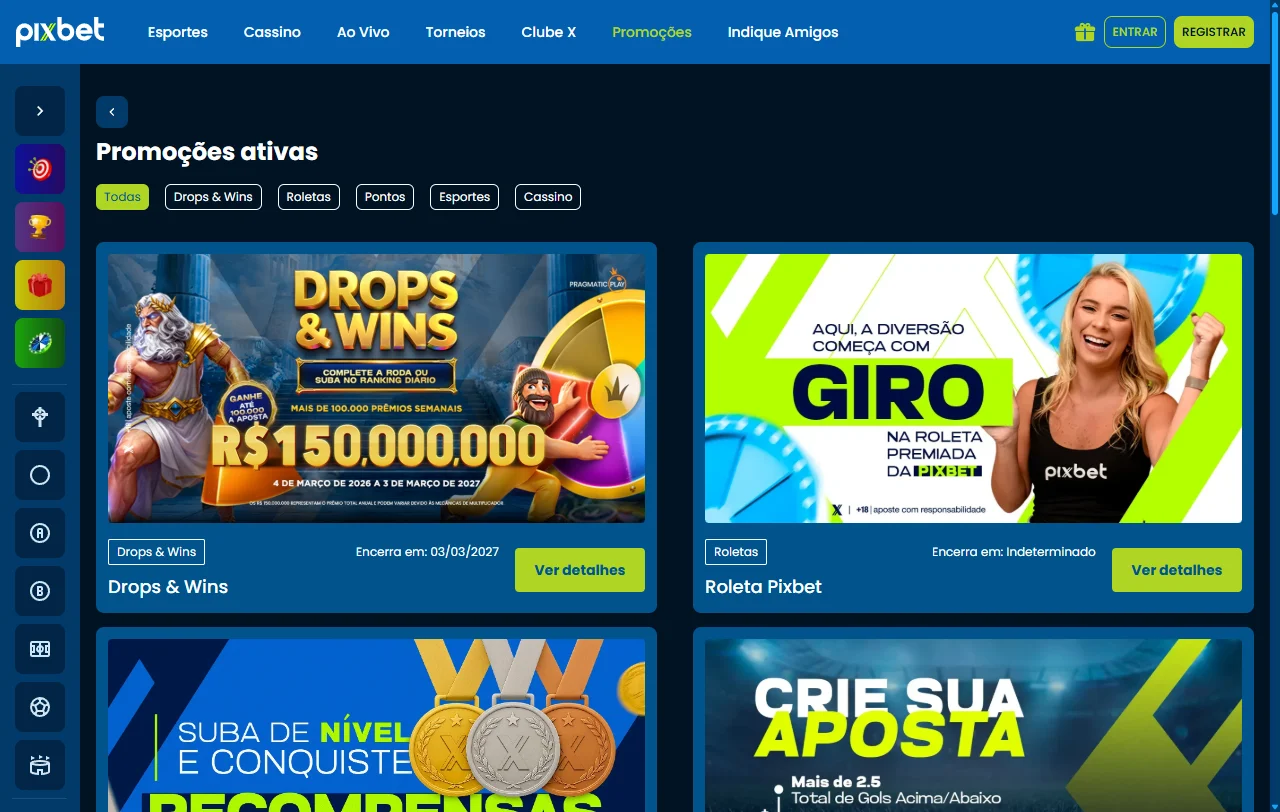 Promoções bônus e VIP da PixBet Casino Brasil
