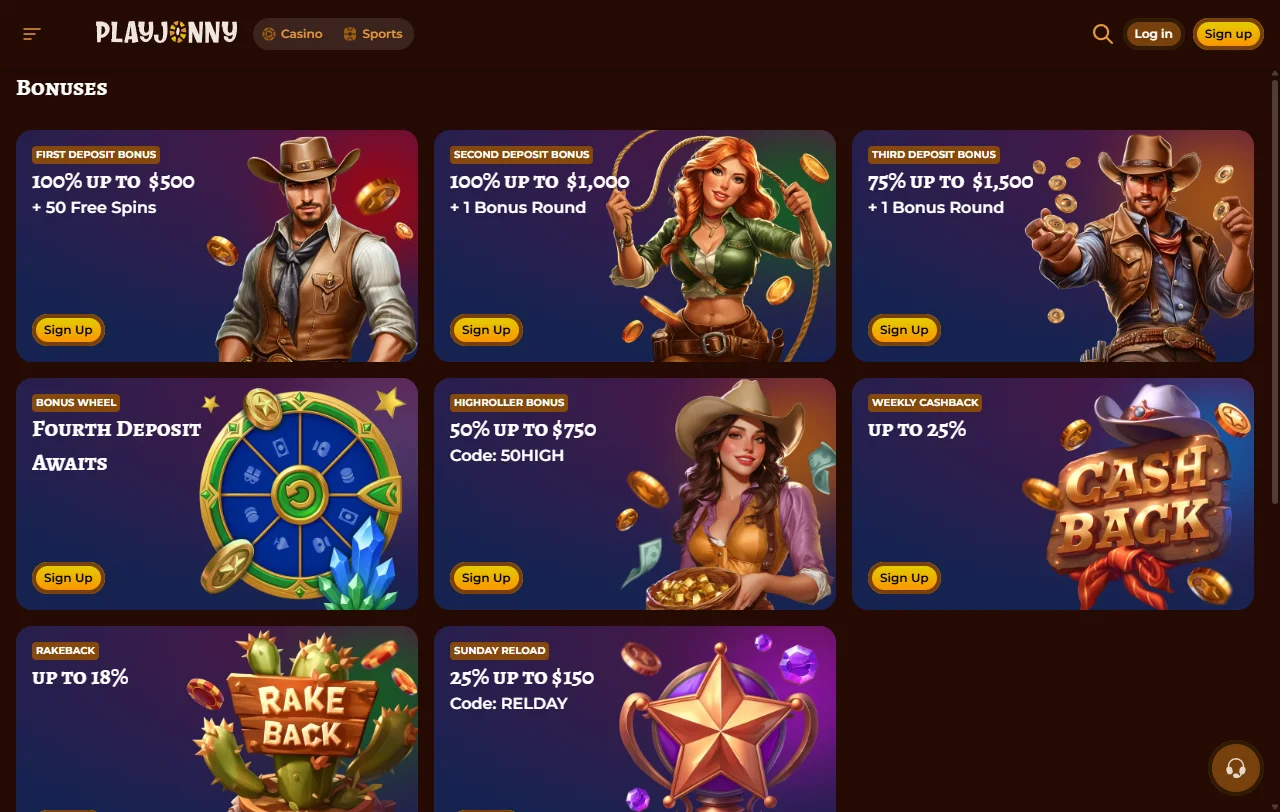 Jogos slots e live casino disponíveis no PlayJonny Casino Brasil