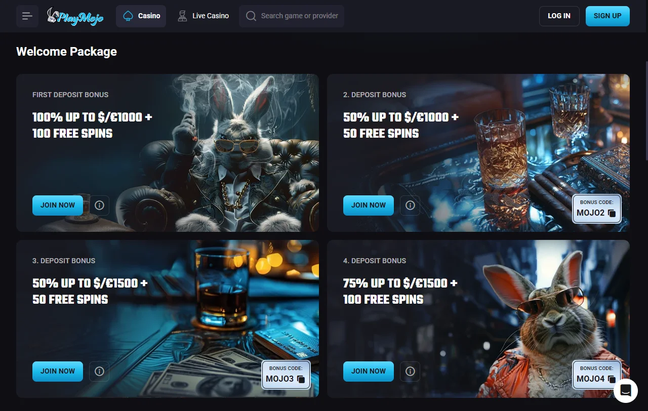 Bônus de boas-vindas e promoções no PlayMojo Casino Brasil