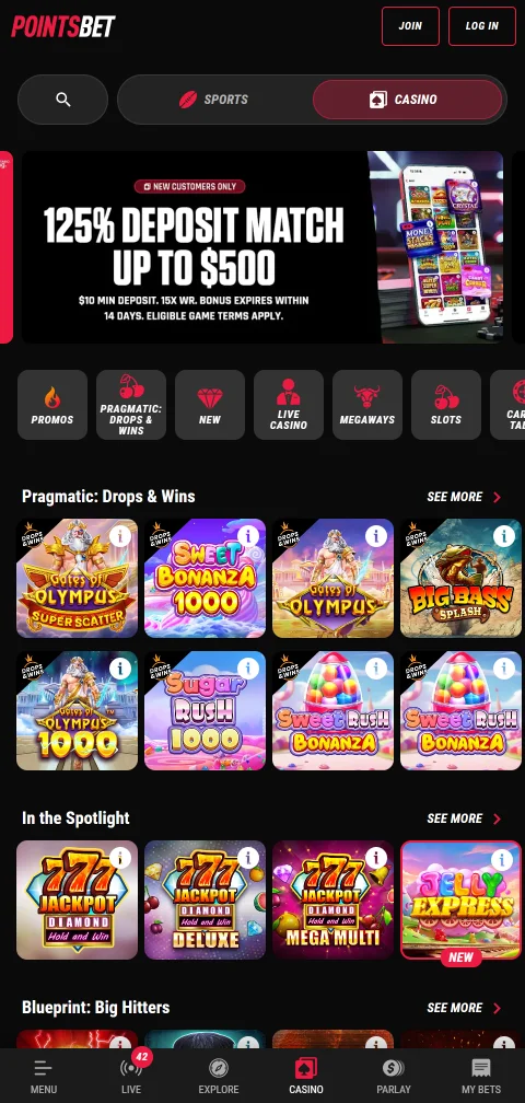 Pagamentos PIX e saques no PointsBet Casino Brasil