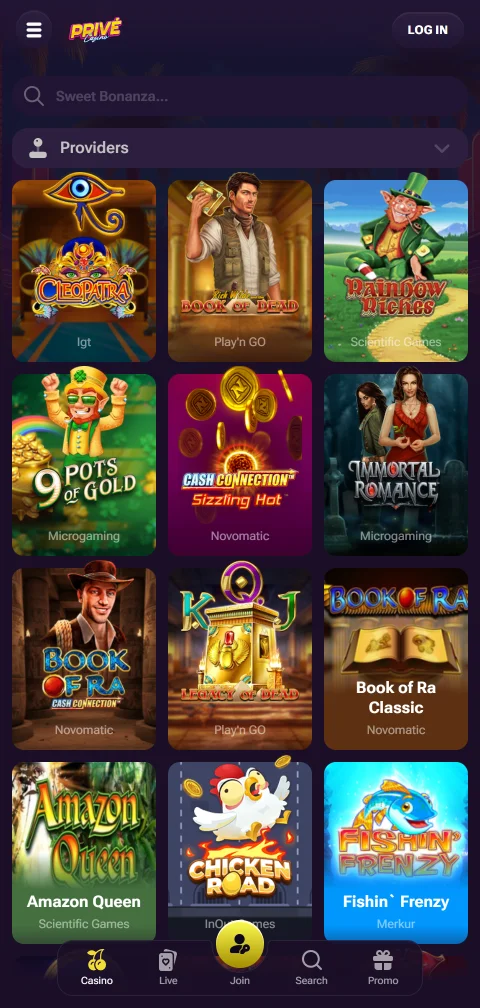Métodos de pagamento no Prive Casino Brasil mobile