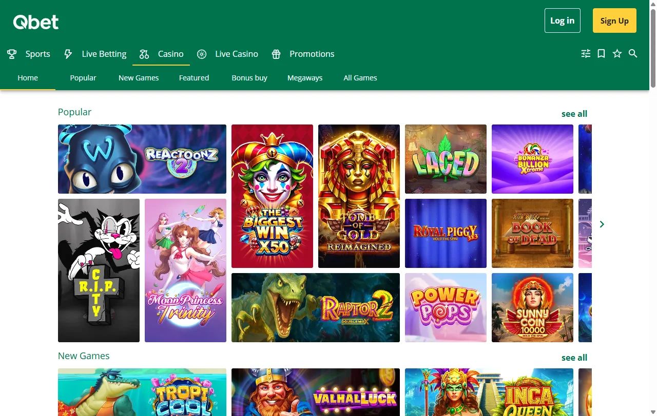 Slots e jogos variados disponíveis no catálogo Qbet Casino Brasil