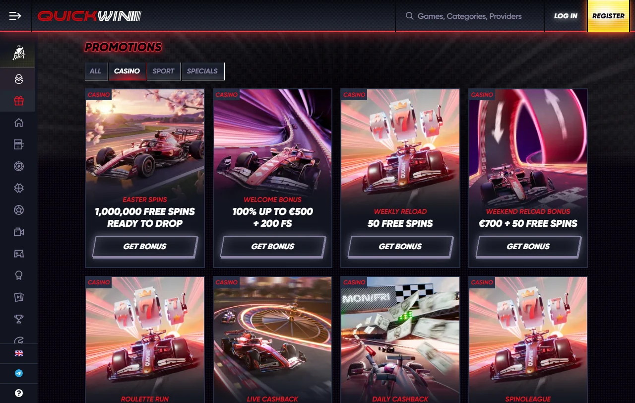 Bônus de boas-vindas e promoções recorrentes oferecidas pelo QuickWin Casino Brasil