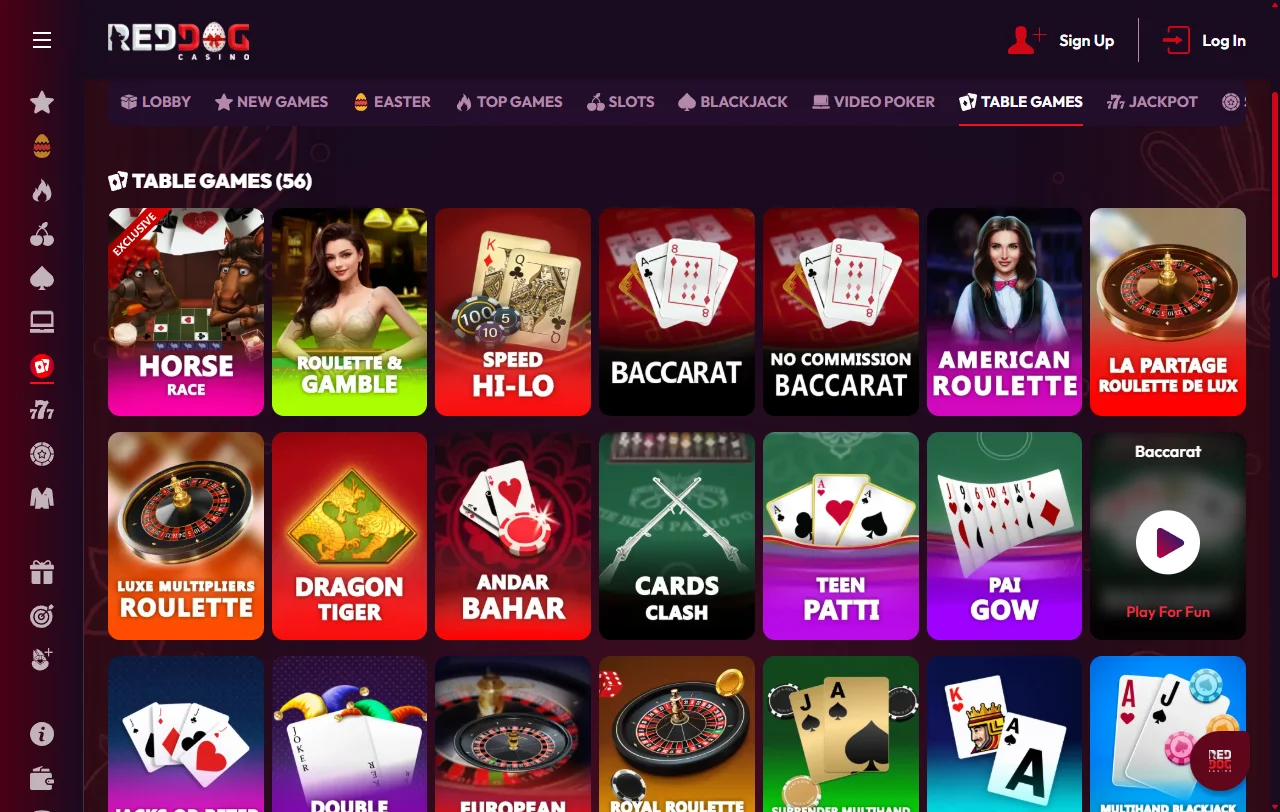 Estrutura de bônus e promoções do Red Dog Casino Brasil com ofertas de boas-vindas e programa VIP