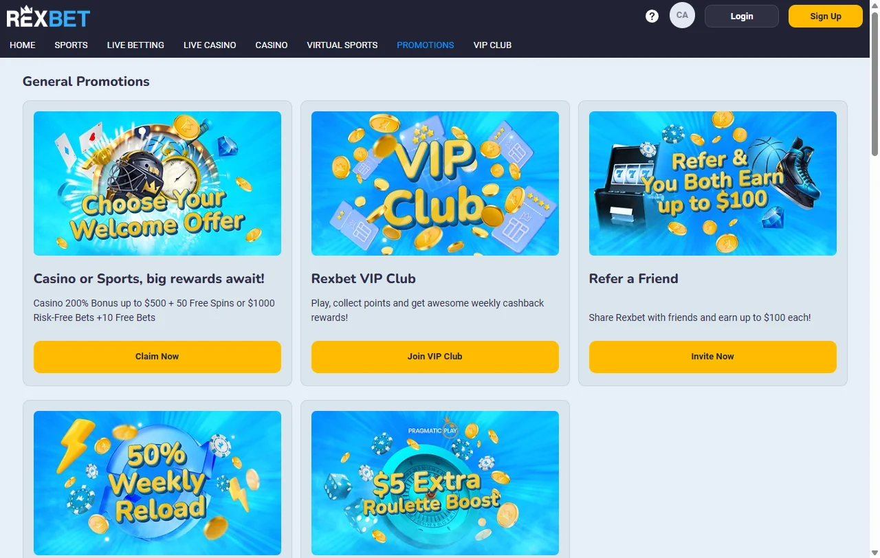 Promoções bônus e ofertas bem-vindas Rexbet Casino Brasil