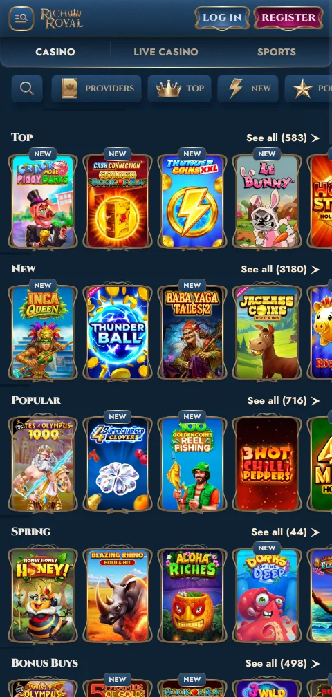 Pagamentos PIX e saques no RichRoyal Casino Brasil