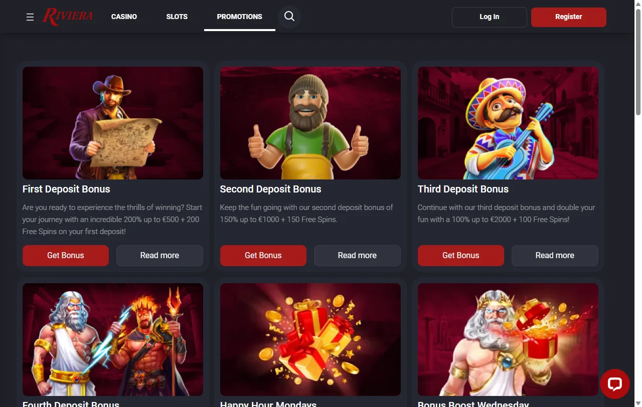 Bônus de boas-vindas e promoções ativas em Riviera Casino Brasil