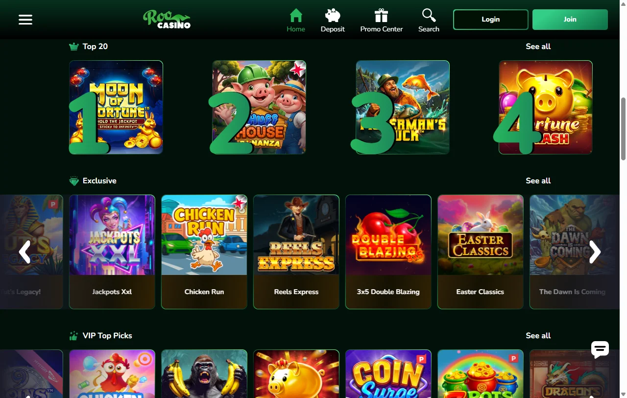 Bônus de boas-vindas e promoções no Roo Casino Brasil