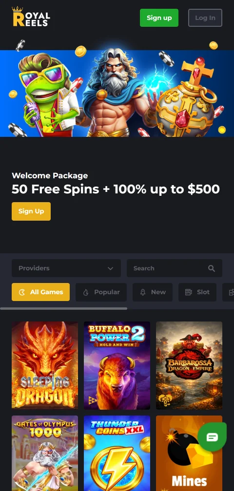 Royal Reels Casino mobile acessibilidade e jogos