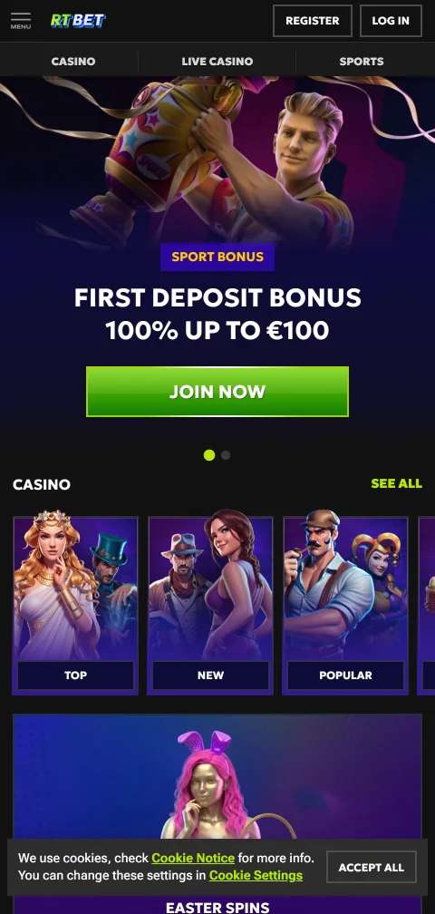 Acesso mobile RT Bet Casino Brasil otimizado smartphone Brasil