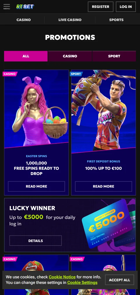 Licença segurança proteção RT Bet Casino Brasil desktop overview