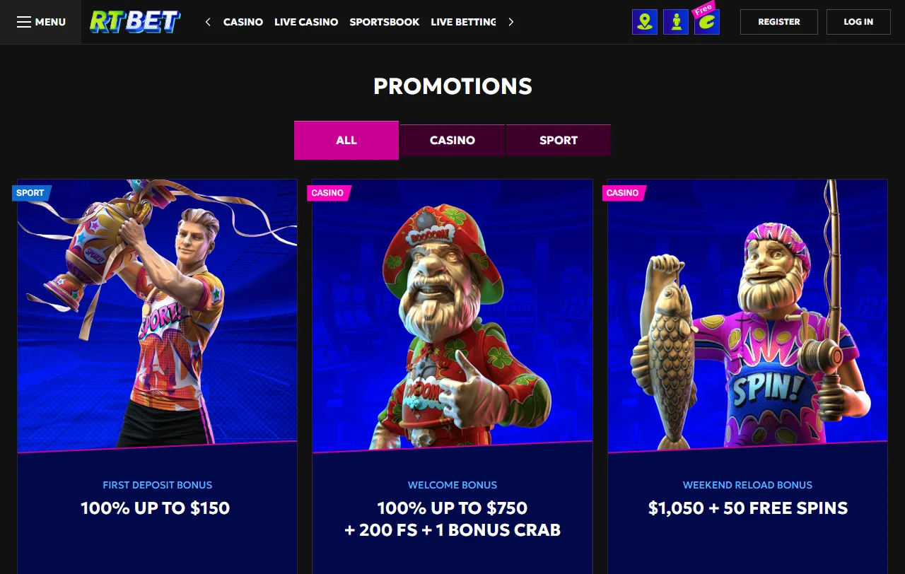 Bônus promoções e ofertas RTBet Casino Brasil