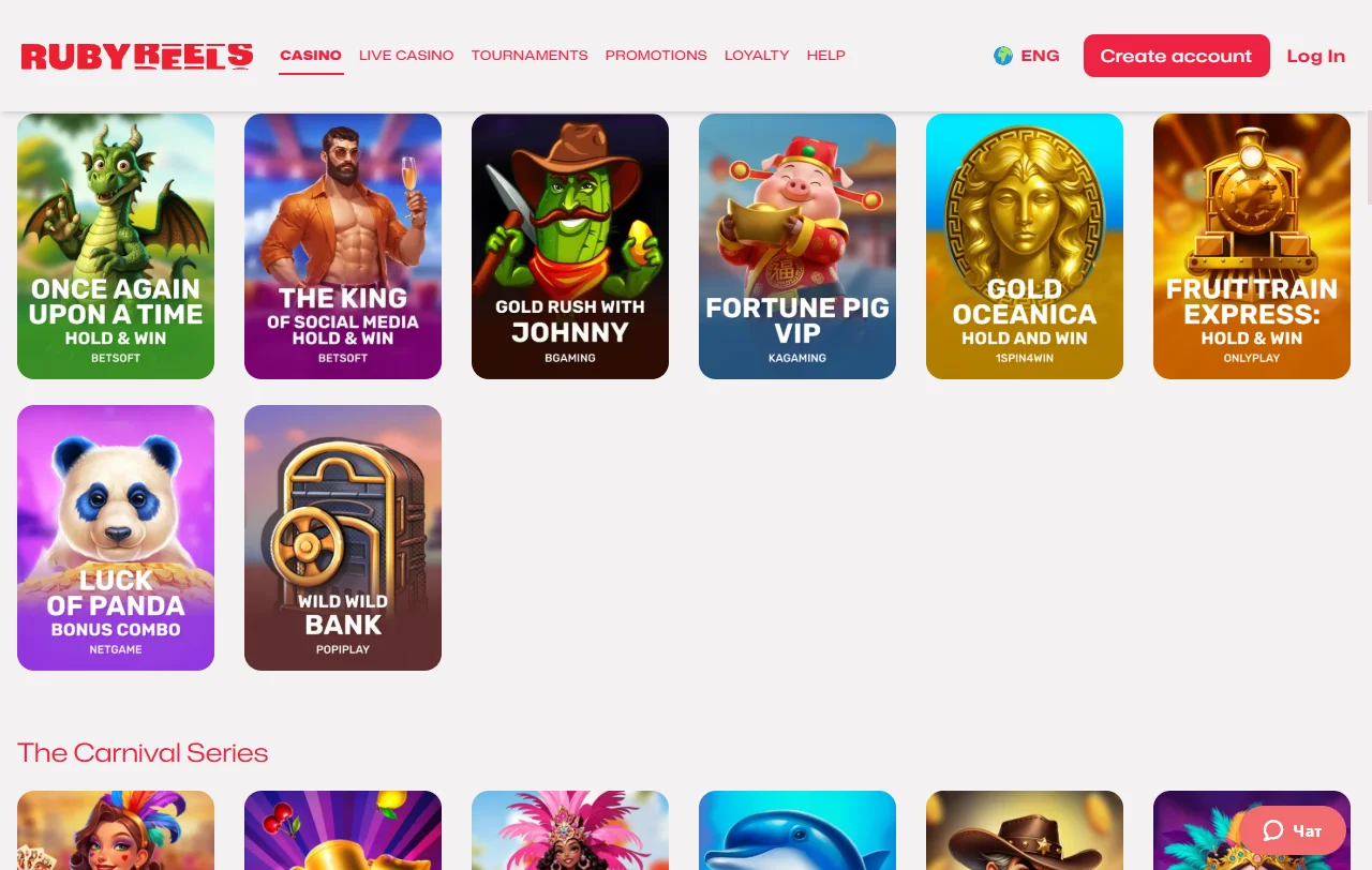 Seleção de jogos e slots no Ruby Reels Casino Brasil