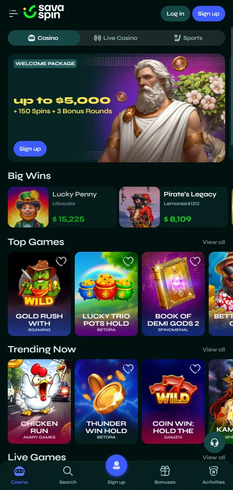 Savaspin Casino Brasil em dispositivos móveis — navegador otimizado e interface responsiva