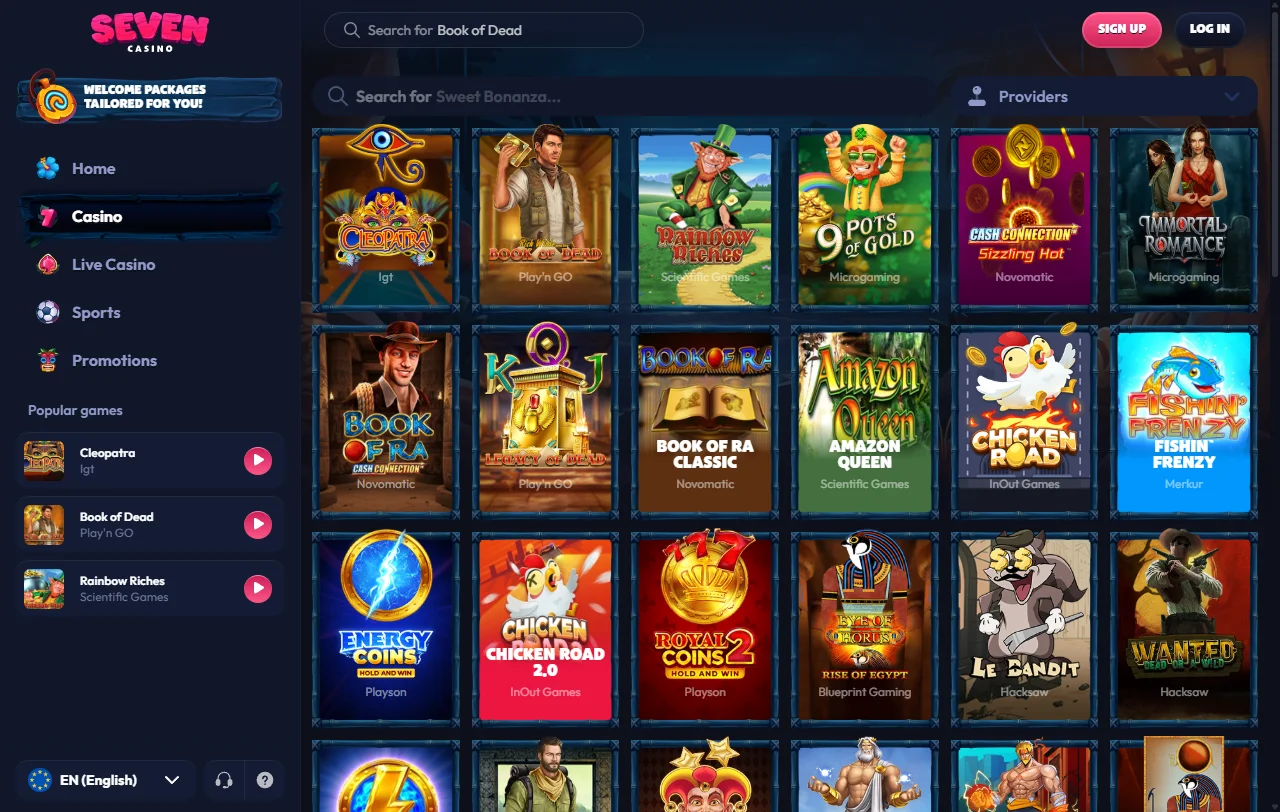 Jogos slots mesas e live disponíveis no Seven Casino Brasil
