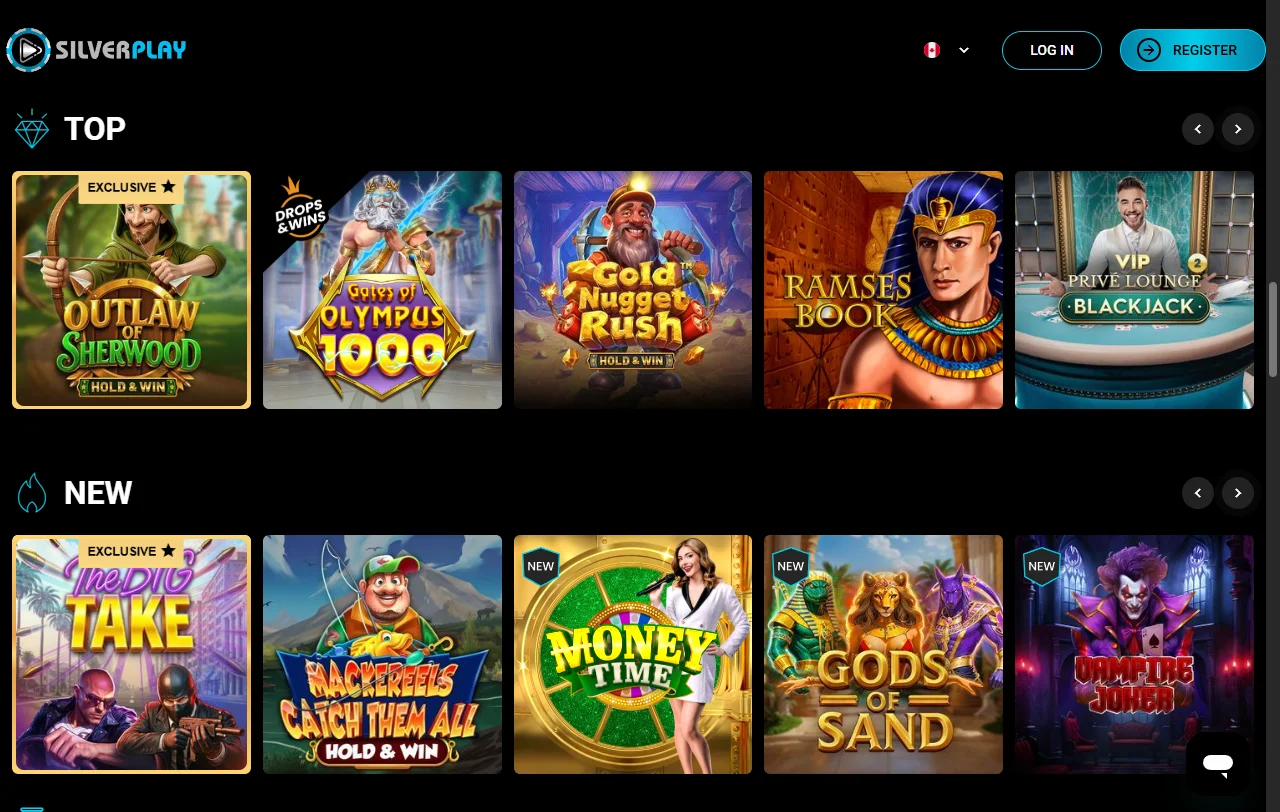 Catálogo de 2.500+ jogos de slots e mesa ao vivo disponíveis em SilverPlay Casino Brasil
