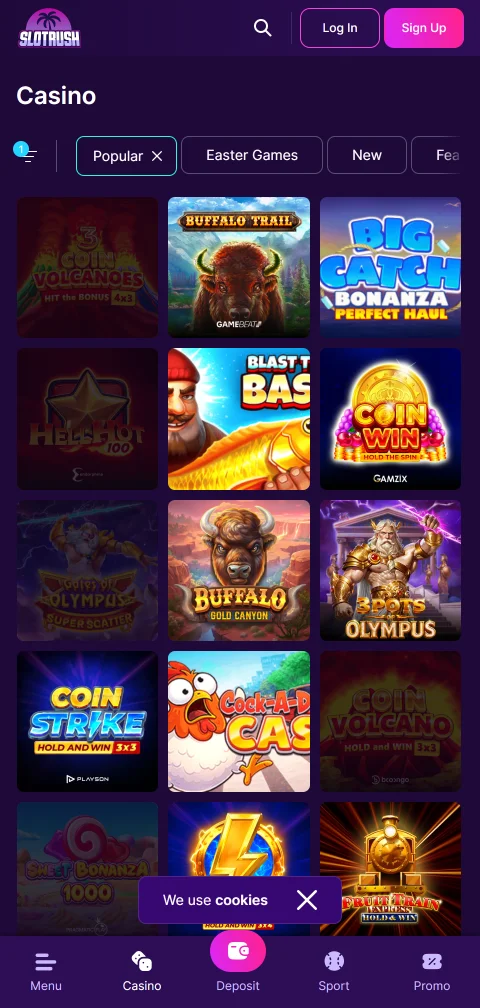 Pagamentos depósitos saques no SlotRush Casino Brasil