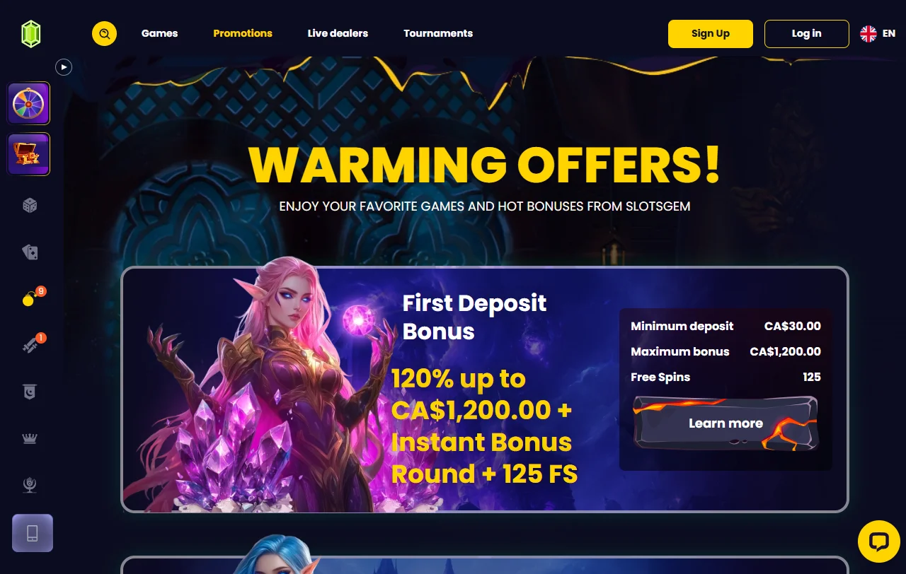 Seleção de jogos e provedores principais Slotsgem Casino Brasil