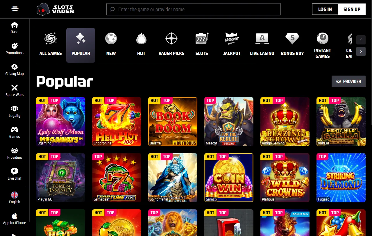 Bônus de boas-vindas e promoções SlotsVader Casino
