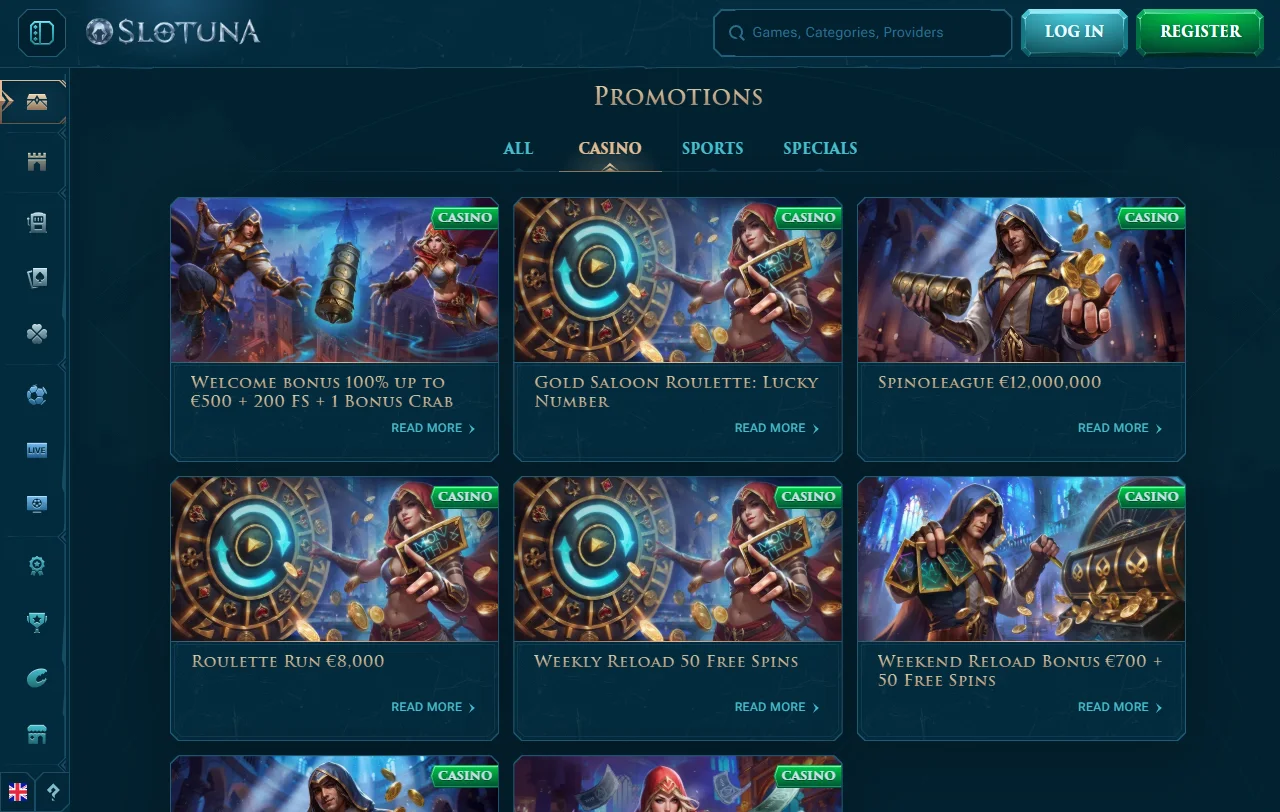 Seleção jogos e provedores principais Slotuna Casino Brasil