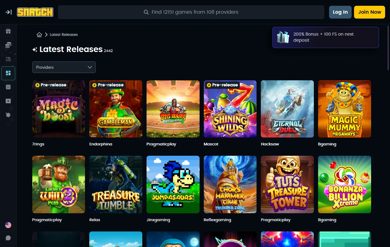 Slots e jogos variados disponíveis no Snatch Casino Brasil