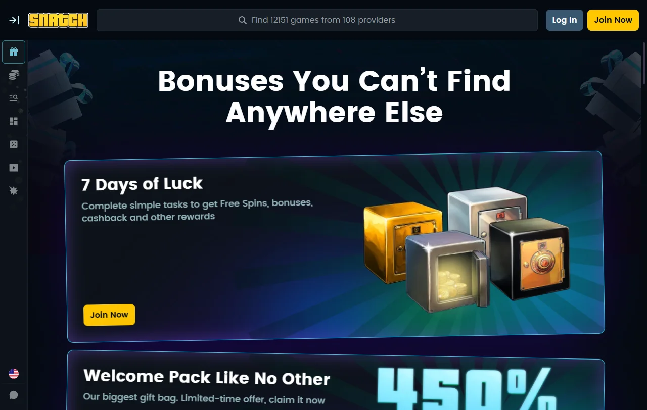 Bônus de boas-vindas e promoções no Snatch Casino Brasil