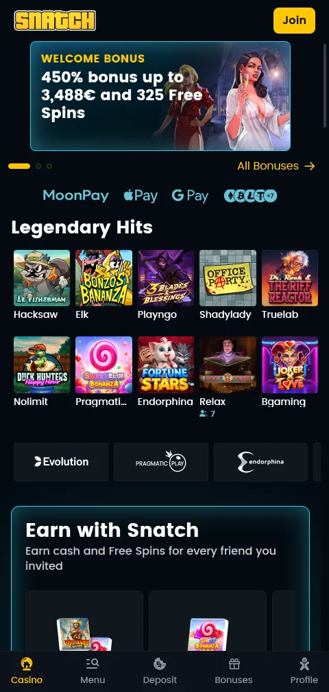 Snatch Casino Brasil mobile acessibilidade e jogos em celular
