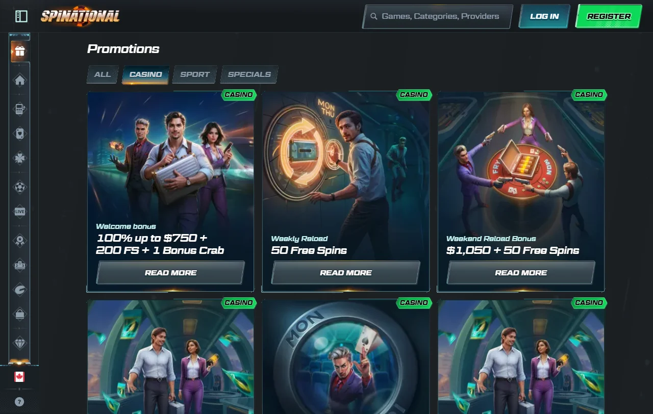 Promoções bónus bem-vindo Spinational Casino Brasil termos detalhados