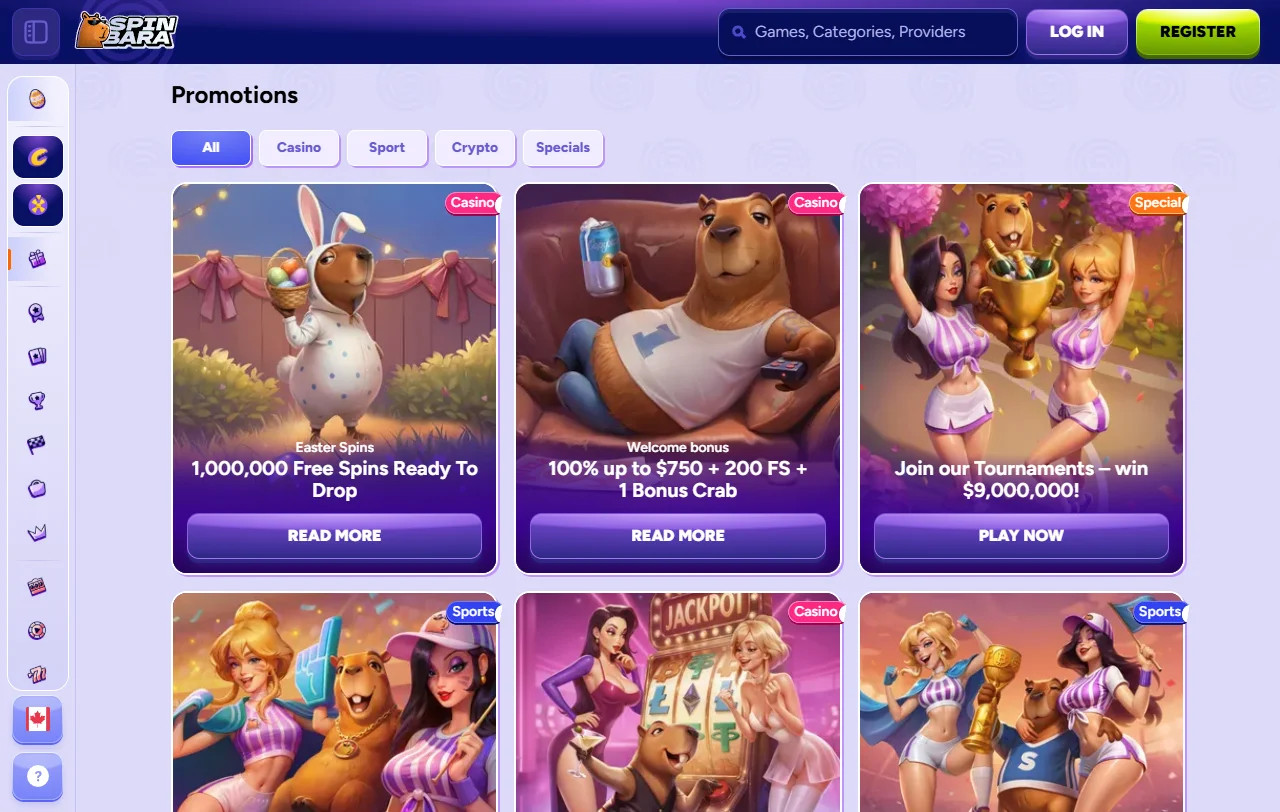 Seleção de jogos e slots na SpinBara Casino Brasil