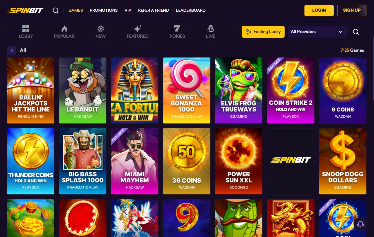 Seleção jogos slots e provedores Spinbit Casino Brasil