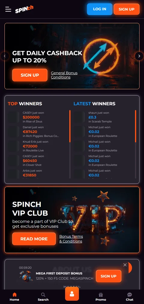 Jogos mobile responsivo Spinch Casino Brasil acessível