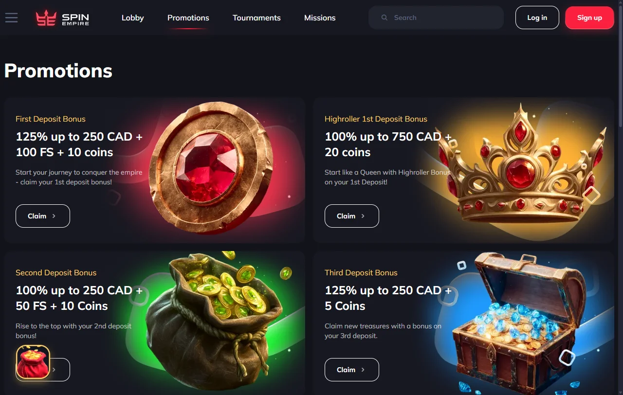 Slots e jogos variados disponíveis no SpinEmpire Casino Brasil