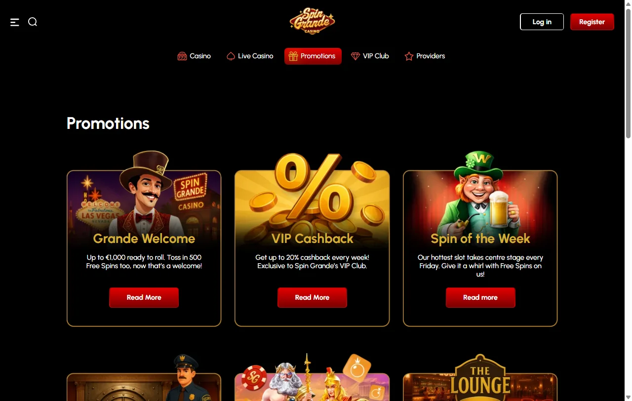 Bônus de boas-vindas e promoções ativas no SpinGrande Casino Brasil