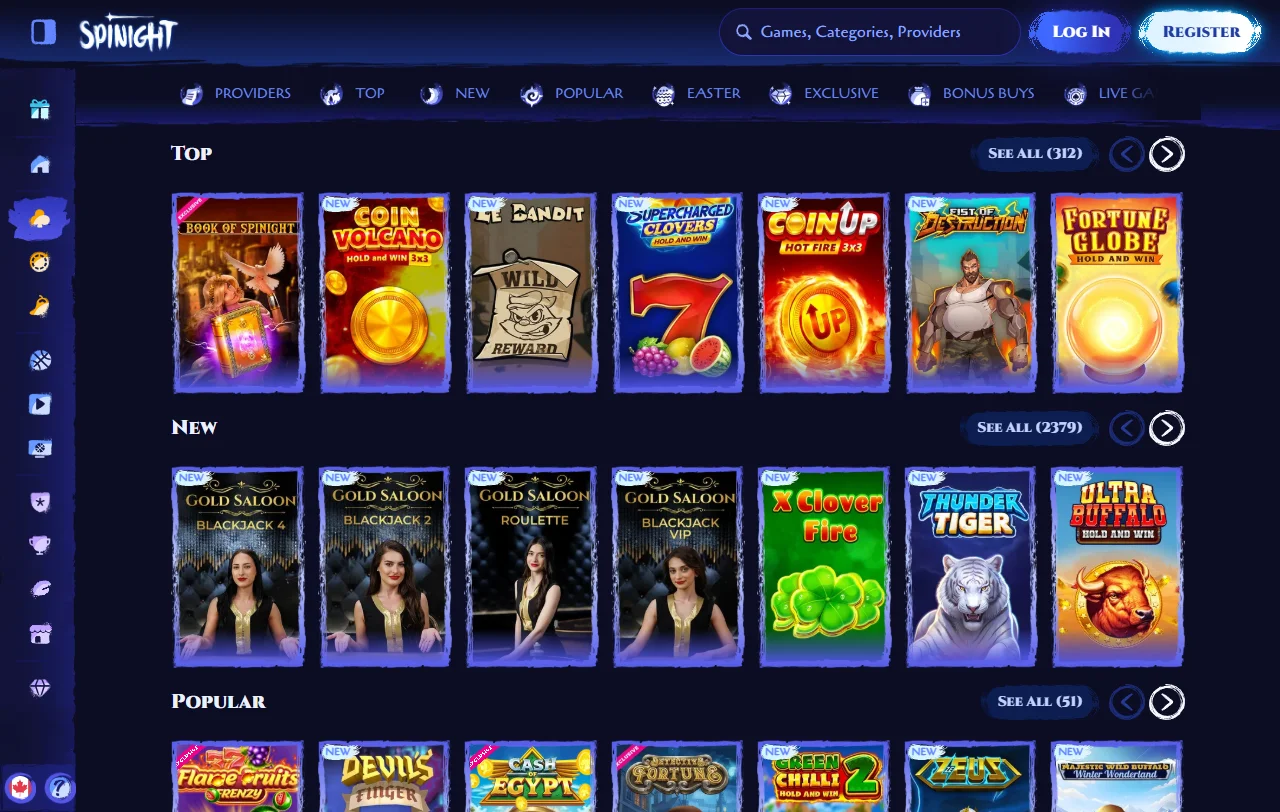 Slots e jogos variados disponíveis no Spinight Casino Brasil