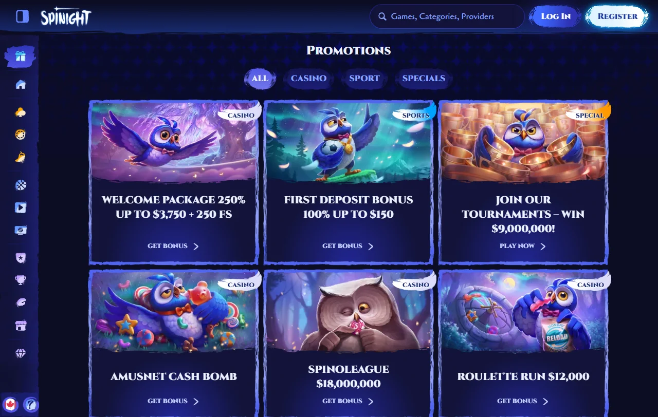 Bônus de boas-vindas e promoções Spinight Casino Brasil detalhadas