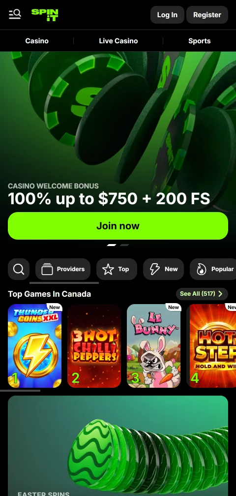 Jogos móveis acessíveis Spinit Casino Brasil responsivo