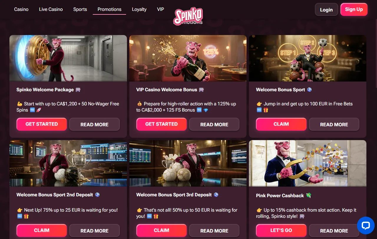 Jogos slots e live casino no Spinko Casino Brasil
