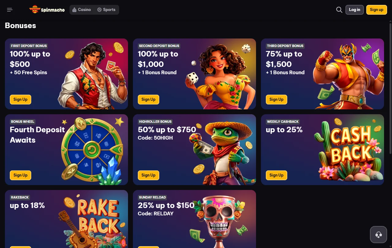 Seleção jogos e provedores principais Spinmacho Casino Brasil
