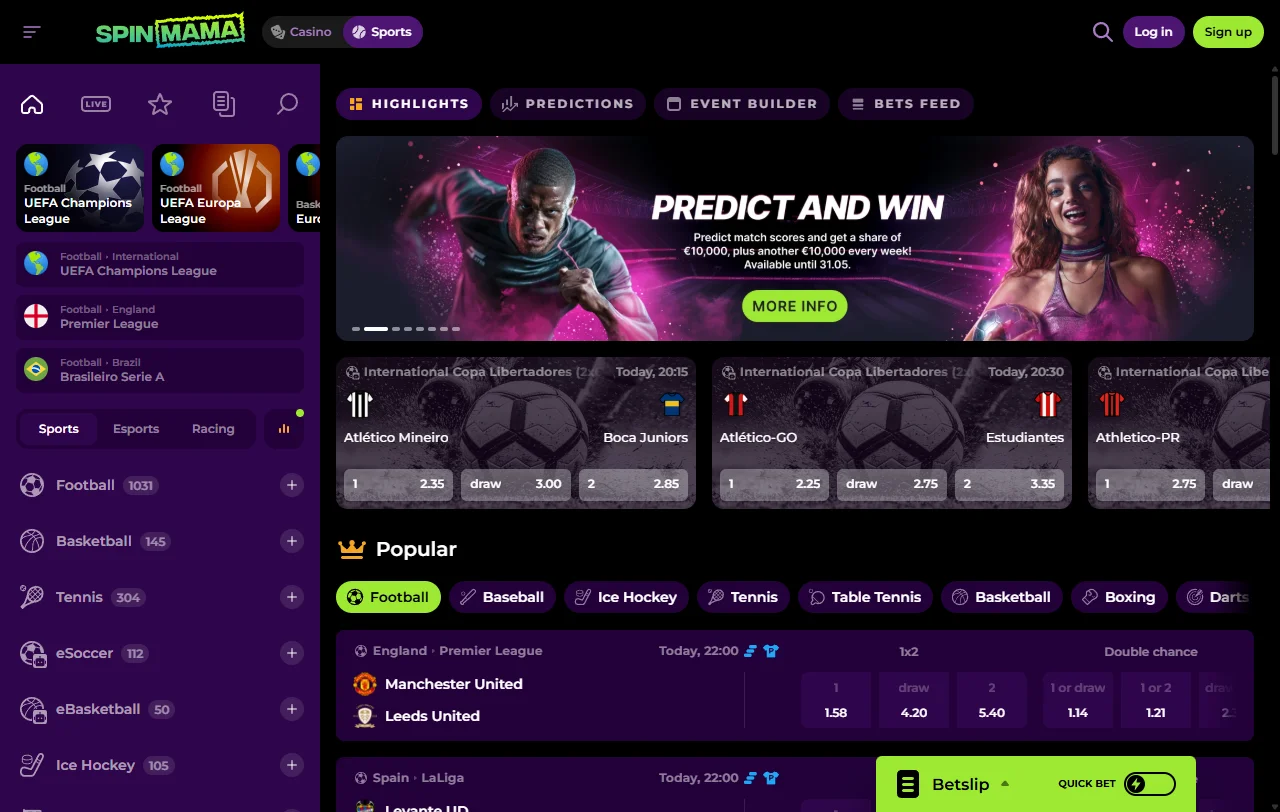 Bônus de boas-vindas e promoções Spinmama Casino Brasil